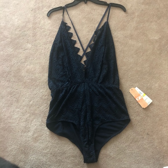 Women’s Gianni Bini Navy Lace Bodysuit NWT - Picture 2 of 6